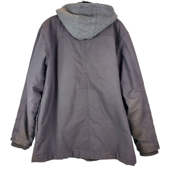 DICKIES Jacket Mens Large 42/44 Gray Hooded Outdoor Workwear Canvas Fleece Lined - Picture 9 of 11